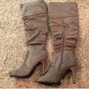 Taupe knee high boots